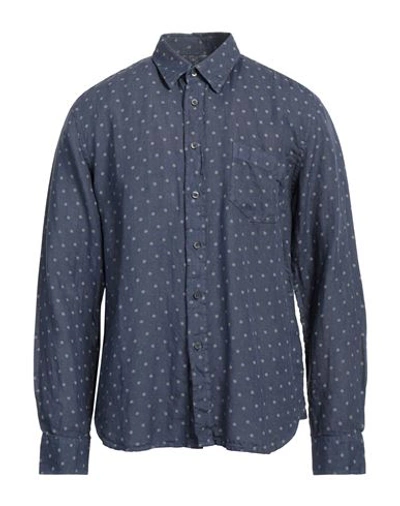 120% Lino Man Shirt Navy Blue Size 3xl Linen
