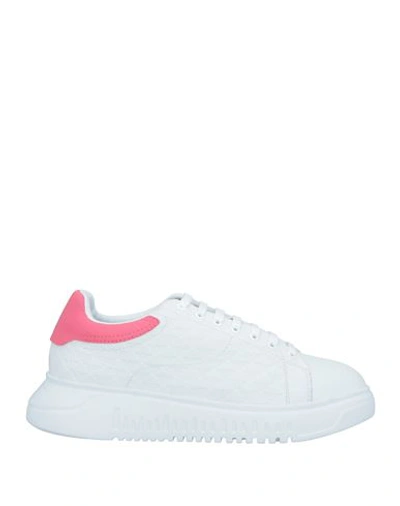 Emporio Armani Woman Sneakers White Size 11.5 Textile Fibers