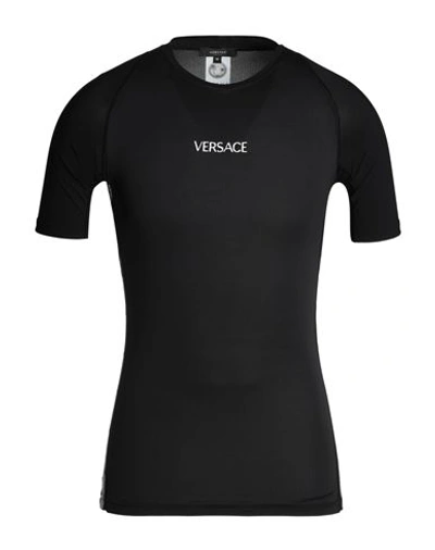 Versace Man T-shirt Black Size L Polyester, Elastane, Polyamide