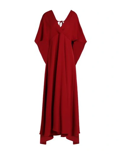 Valentino Garavani Woman Maxi Dress Brick Red Size 8 Silk, Polyamide, Viscose