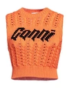 Ganni Woman Sweater Mandarin Size Xxs Viscose, Polyamide In Orange