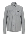 Barba Napoli Man Shirt Grey Size 46 Leather