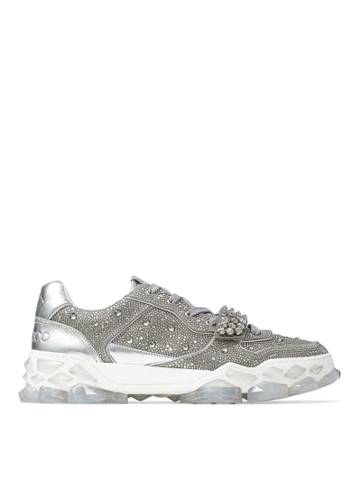 Jimmy Choo Leather Sneakers In Plata