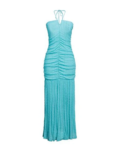 Ganni Woman Maxi Dress Turquoise Size 8/10 Recycled Polyamide, Polyamide, Elastane In Blue