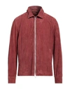 Barba Napoli Man Jacket Brick Red Size 44 Leather