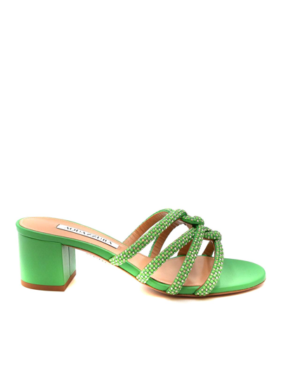 Aquazzura Leather Sandals In Green