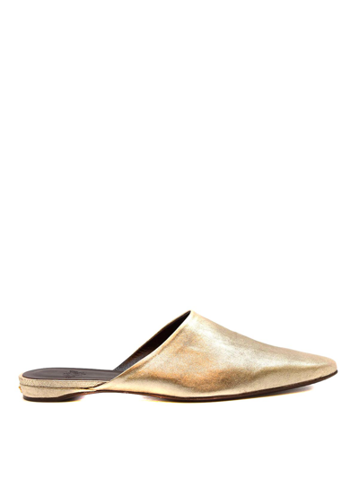 Bougeotte Leather Mules In Gold