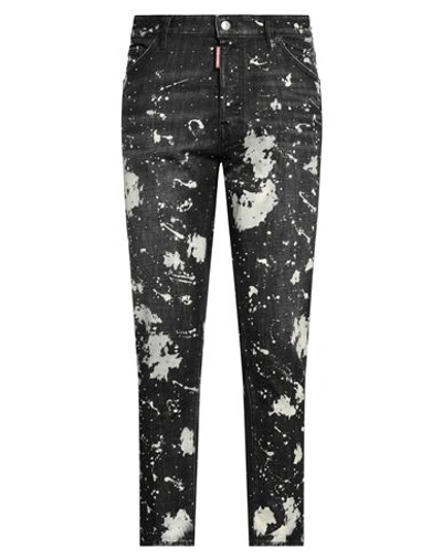 Dsquared2 Man Jeans Black Size 38 Cotton, Elastane, Calfskin, Aluminum