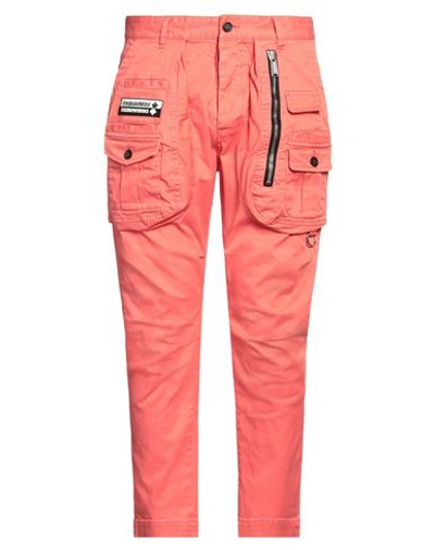 Dsquared2 Man Pants Coral Size 32 Cotton, Elastane In Red