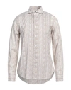 Fedeli Man Shirt Khaki Size 17 ½ Cotton, Elastane In Beige
