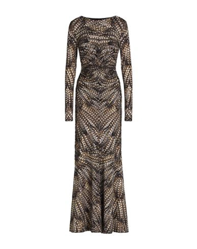 Roberto Cavalli Woman Maxi Dress Khaki Size 8 Polyamide, Elastane In Beige