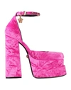 Versace Woman Pumps Fuchsia Size 7.5 Textile Fibers In Pink