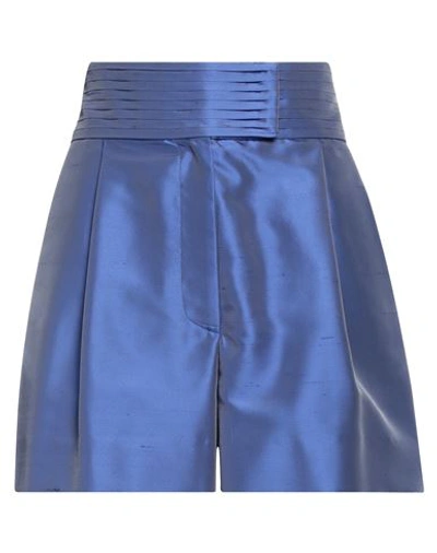 Emporio Armani Woman Shorts & Bermuda Shorts Bright Blue Size 8 Polyester, Silk