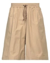 Maison Kitsuné Maison Kitsune Camel Cotton Blend Bermuda Shorts In Brown
