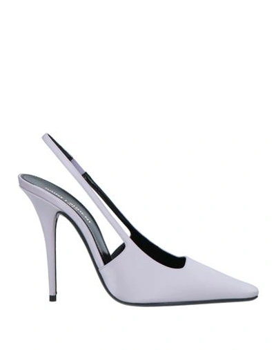 Saint Laurent Woman Pumps Grey Size 10 Textile Fibers