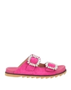 Bibi Lou Woman Sandals Fuchsia Size 11 Leather In Pink