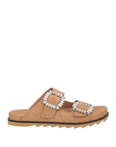 Bibi Lou Woman Sandals Camel Size 11 Leather In Beige