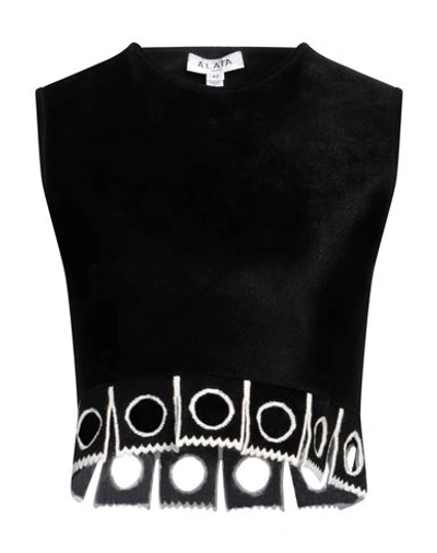 Alaïa Woman Top Black Size 8 Wool, Viscose, Polyamide, Polyester, Elastane