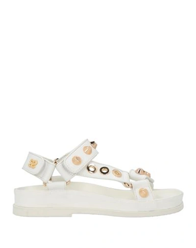 Sandro Woman Sandals White Size 8 Leather In Ecru