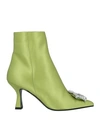 Aldo Castagna Woman Ankle Boots Acid Green Size 9 Textile Fibers In Green