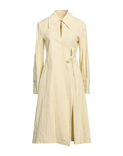 Jil Sander Woman Midi Dress Light Yellow Size 8 Linen