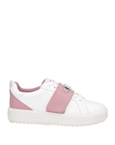 Michael Michael Kors Woman Sneakers Pastel Pink Size 9 Bovine Leather, Textile Fibers In White