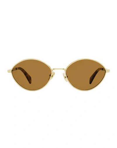 Lanvin Oval Lnv116s Sunglasses Woman Sunglasses Brown Size 57 Metal, Acetate In Gold