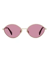 Lanvin Oval Lnv116s Sunglasses Woman Sunglasses Blue Size 57 Metal, Acetate In Gold