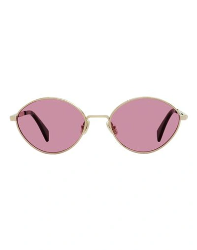 Lanvin Oval Lnv116s Sunglasses Woman Sunglasses Blue Size 57 Metal, Acetate In Gold