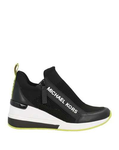 Michael Michael Kors Woman Sneakers Black Size 8 Soft Leather, Textile Fibers