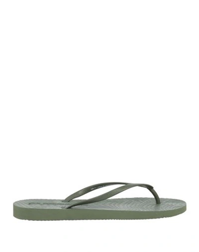 Sleepers Woman Thong Sandal Military Green Size 9 Rubber