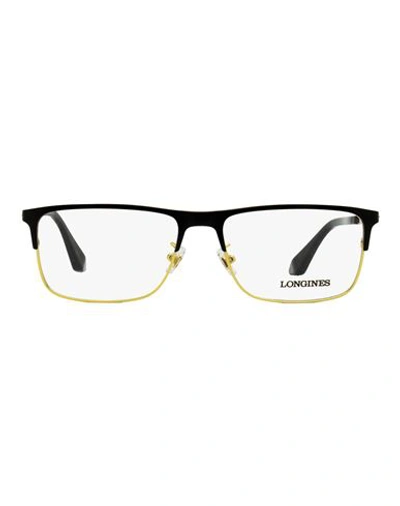 Longines Rectangular Lg5005-h Eyeglasses Man Eyeglass Frame Black Size 56 Metal, Acetate