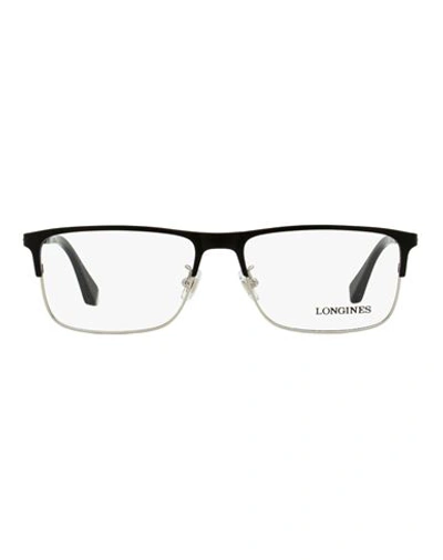 Longines Rectangular Lg5005-h Eyeglasses Man Eyeglass Frame Grey Size 56 Metal, Acetate In Black