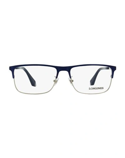 Longines Rectangular Lg5005-h Eyeglasses Man Eyeglass Frame Blue Size 56 Metal, Acetate