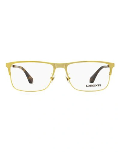 Longines Rectangular Lg5005-h Eyeglasses Man Eyeglass Frame Gold Size 56 Metal, Acetate In Neutral