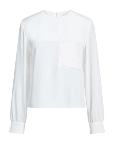 Emporio Armani Woman Top White Size 14 Acetate, Silk
