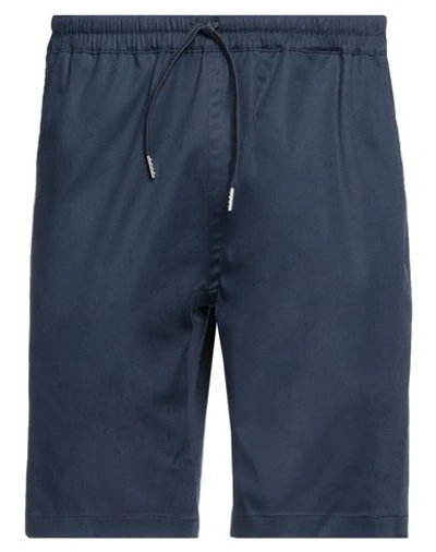Sandro Man Shorts & Bermuda Shorts Navy Blue Size 34 Cotton, Lyocell, Elastane