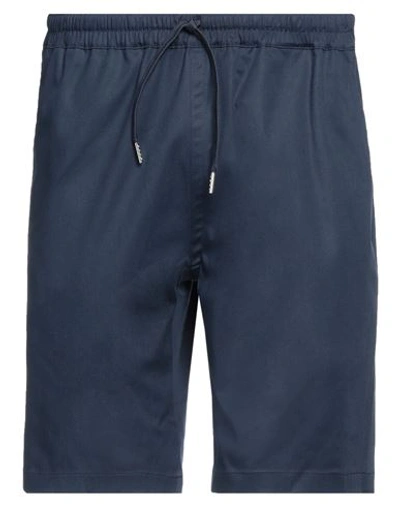Sandro Man Shorts & Bermuda Shorts Navy Size 32 Cotton, Lyocell, Elastane In Navy Blue
