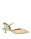 Doop Woman Pumps Light Green Size 8 Natural Raffia, Leather