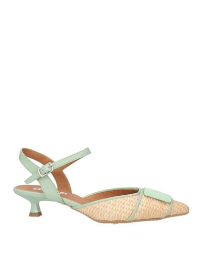 Doop Woman Pumps Light Green Size 8 Natural Raffia, Leather