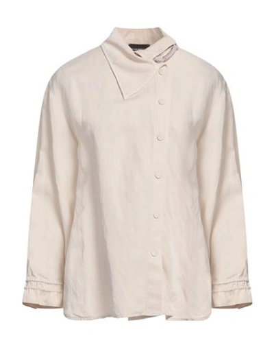 Emporio Armani Woman Shirt Beige Size 10 Lyocell, Linen