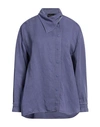 Emporio Armani Woman Shirt Purple Size 12 Lyocell, Linen