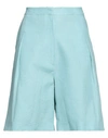 In The Mood For Love Woman Shorts & Bermuda Shorts Sky Blue Size M Linen In Blue