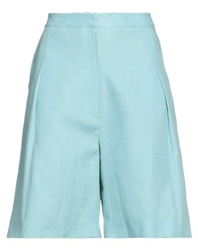 In The Mood For Love Woman Shorts & Bermuda Shorts Sky Blue Size M Linen