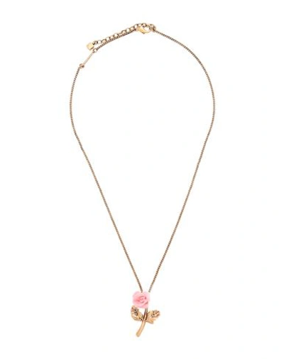 Dsquared2 Woman Necklace Pink Size - Brass, Tin Alloy, Resin