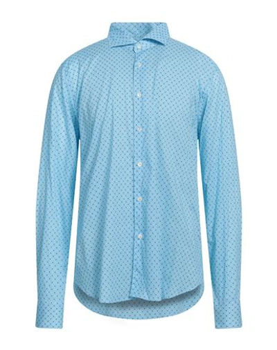 Fedeli Man Shirt Sky Blue Size 17 ½ Cotton, Elastane