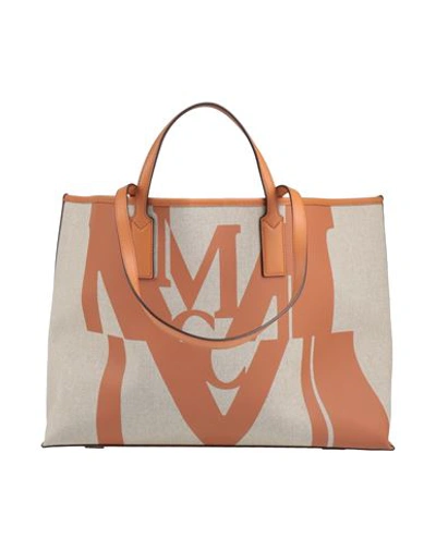 Mcm Woman Handbag Sand Size - Textile Fibers, Soft Leather In Beige