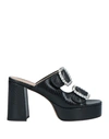 Maje Woman Sandals Black Size 11 Leather In Black