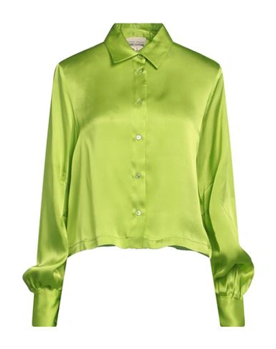Semicouture Woman Shirt Green Size 6 Acetate, Silk