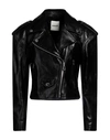 Sandro Woman Jacket Black Size 10 Lambskin In Black